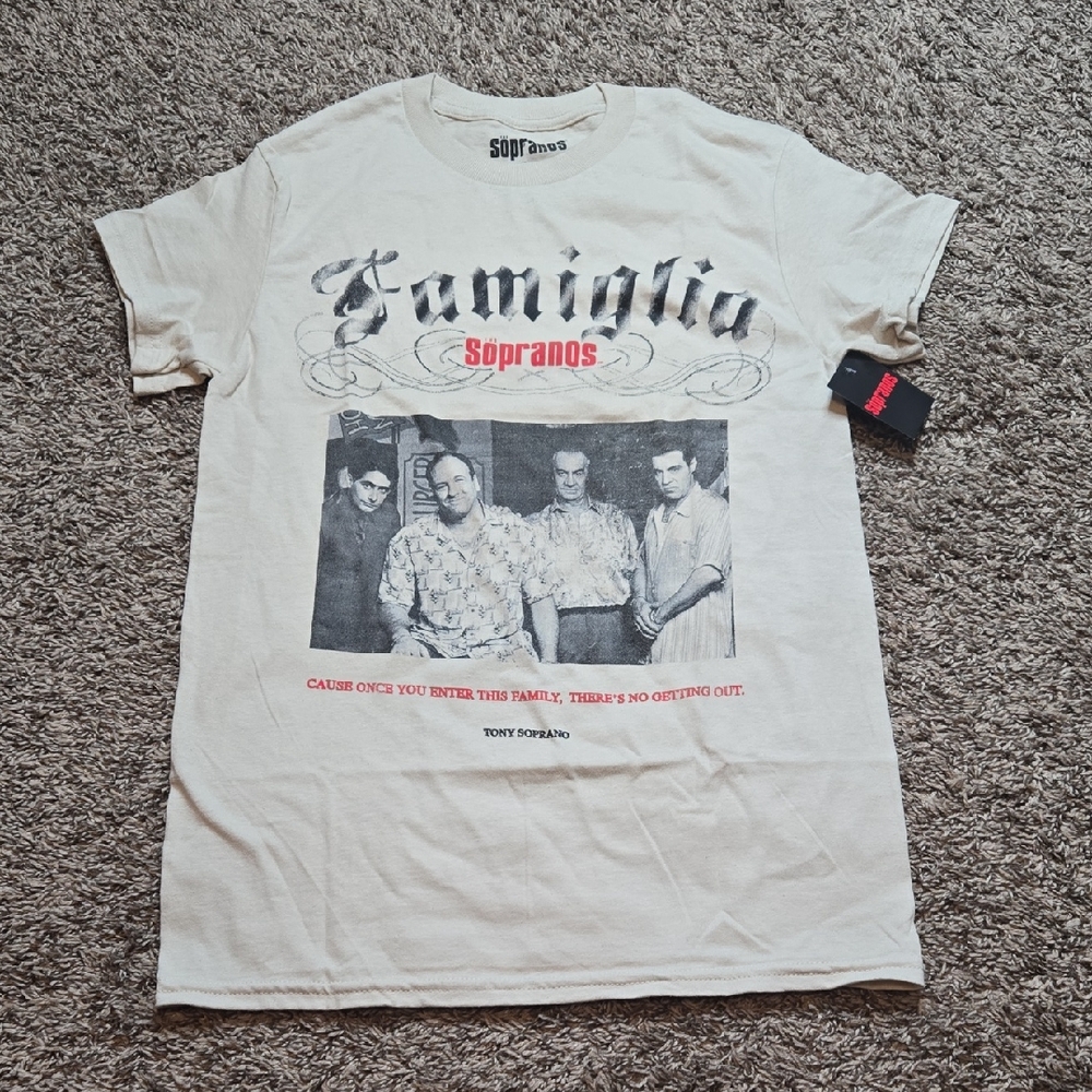 The Sopranos HBO Original Famiglia Small Graphic Tee Shirt Top Tony Soprano